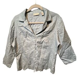 Valerie Separates Linen Button Down Embroidered Top Shirt‎ Women's Size L